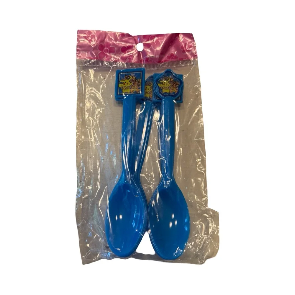 Pokemon Party Supplies Set Pikachu Tablecloth Blue Plastic Forks Spoons Knives